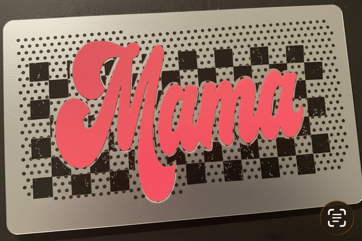 Mama with black and clear checkered pattern 