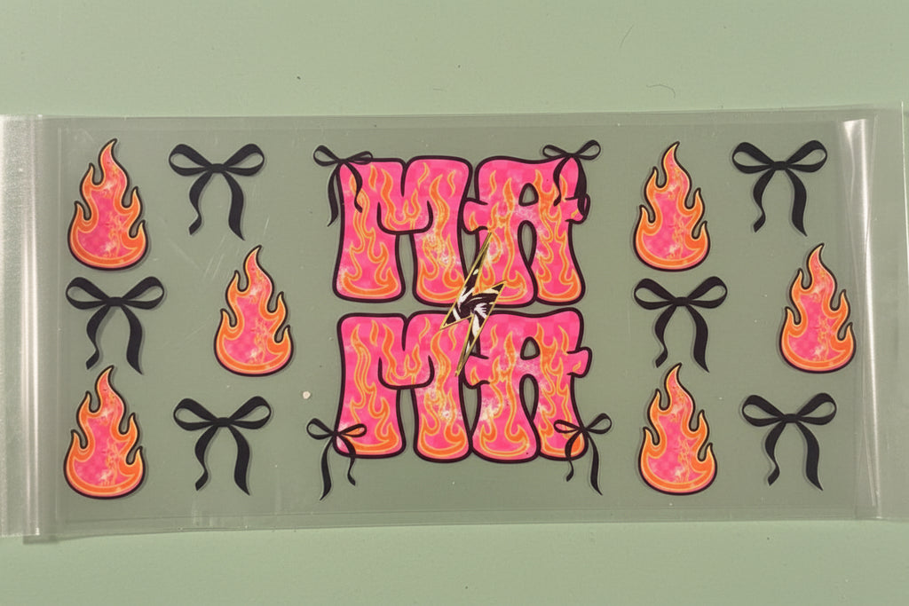 Mama flames with black bows
