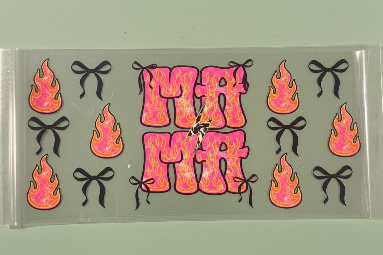 Mama flames with black bows
