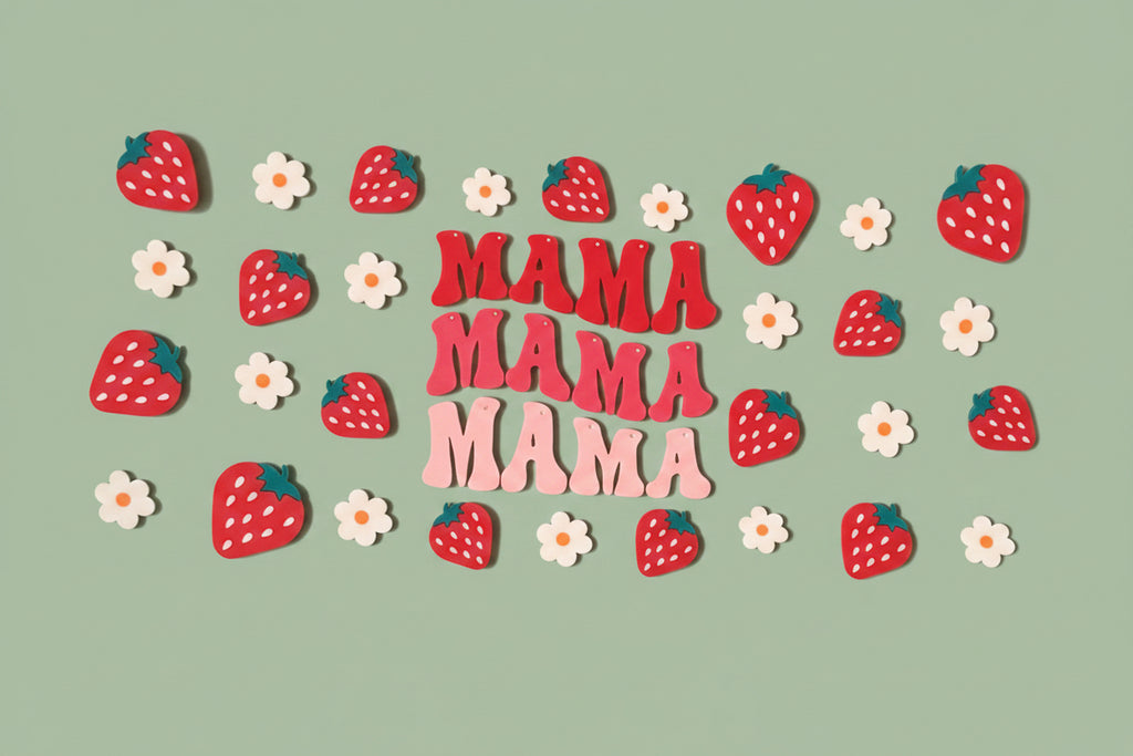 Mama with strawberries and flowers 